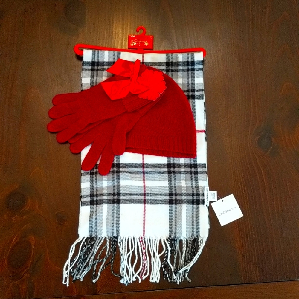 NWT- scarf, hat and gloves set. Brand: Croft & Barrow, one size